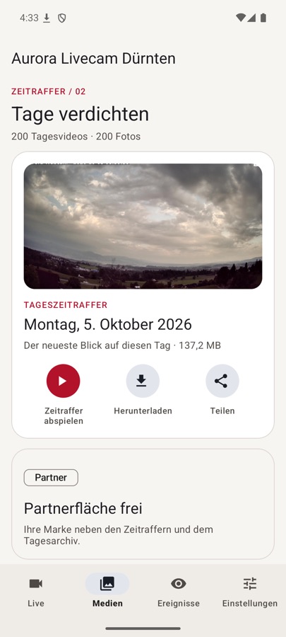 cAurora tagsüber: neuester Tageszeitraffer mit Titelbild